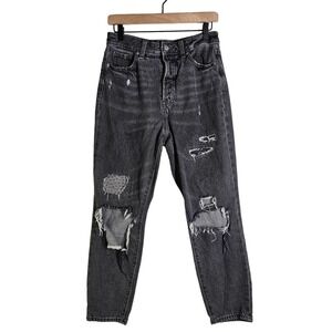 Old Navy OG Straight Extra High‎ Waist Distressed Jeans 6 Faded Black